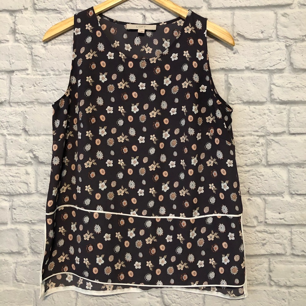 Loft purple flowered tank blouse